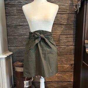 LOFT Olive Green Mini Skirt with Tie Waist